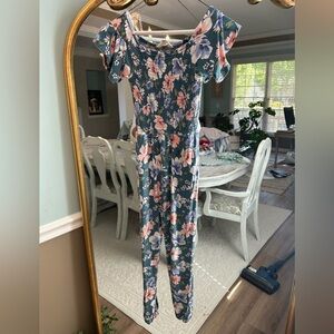 Girls Bailey Lane Floral Jumpsuit with Ruffle Sleeves Size 8-10
